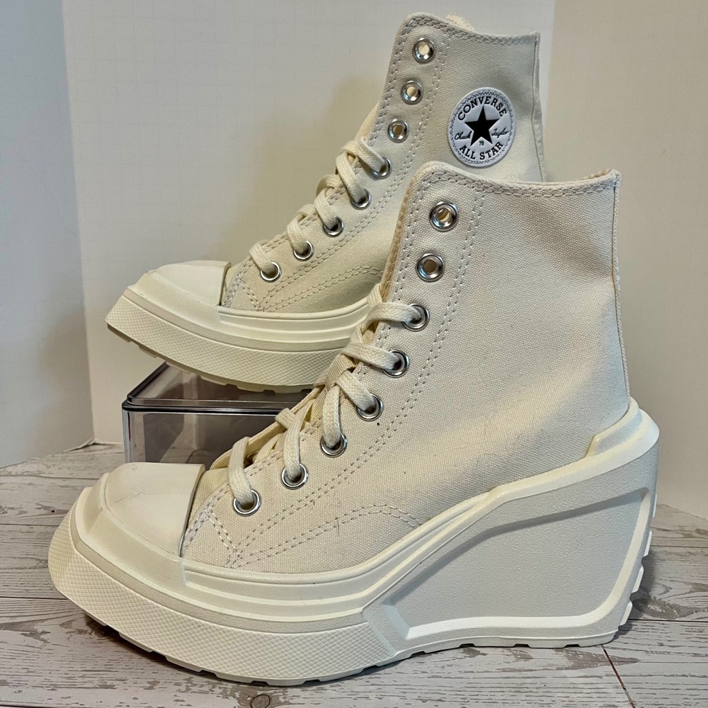 Converse Chuck 70 De Luxe Wedge Women 5.5 Ivory Cream Platform Lug Sole A06479C